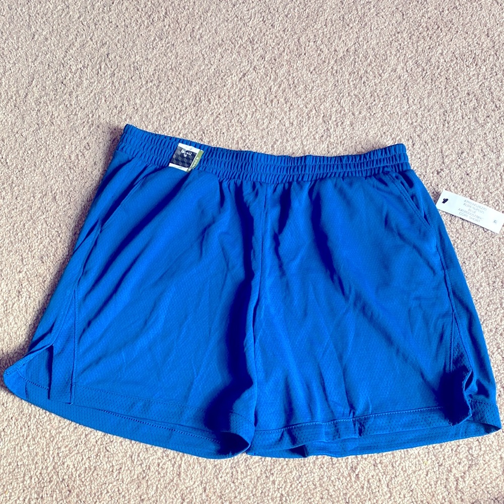 Women’s blue athletic shorts.